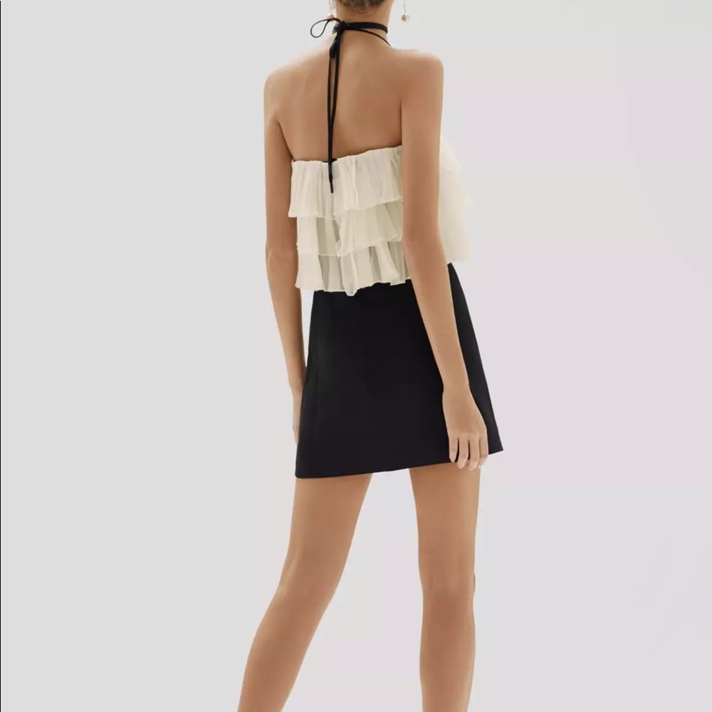 ALEXIS *Dolci* black white ruffle choker dress S missing ties - Picture 2 of 6